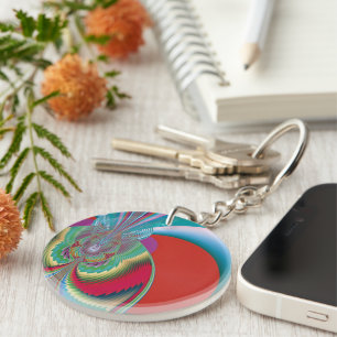 Spring Butterfly Abstract Colour Burst Art Key Ring