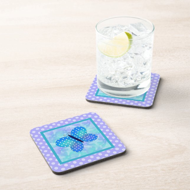 Spring Butterfly and Polka-dots Coaster Set (Right Side)