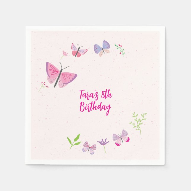 Spring Butterfly Birthday Napkins (Front)