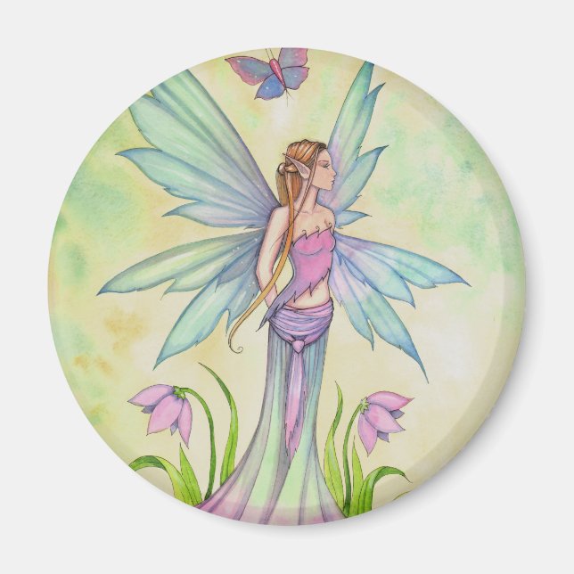 Spring Butterfly Fairy Fantasy Art Magnet (Front)