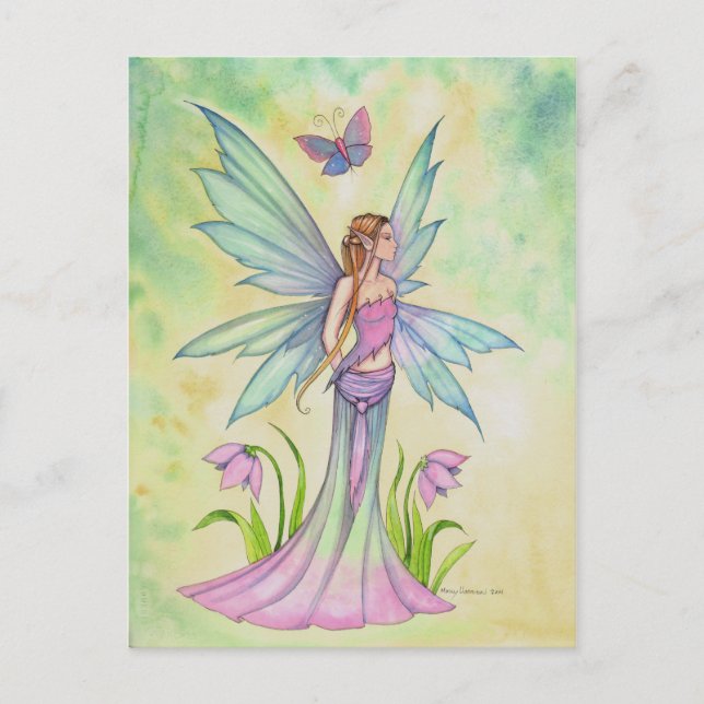 Spring Butterfly Fairy Fantasy Art Postcard (Front)