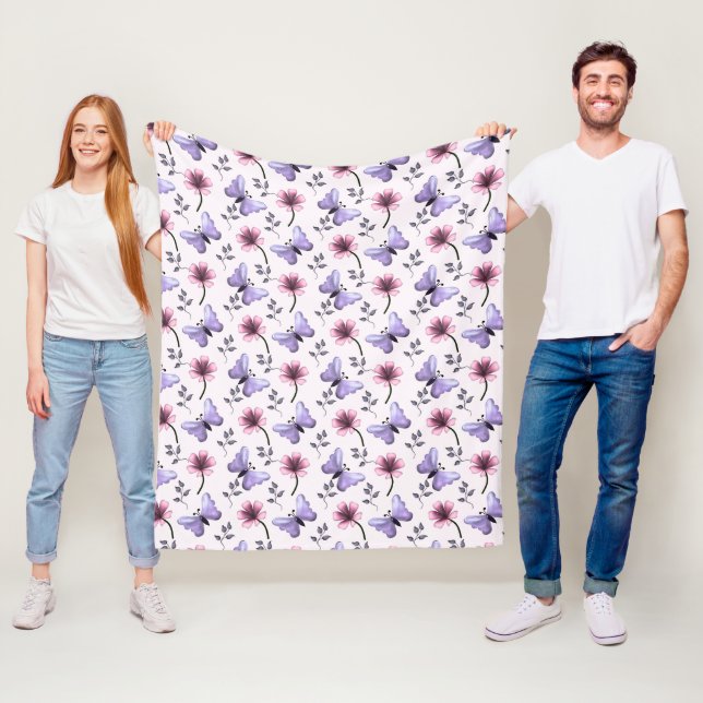 Spring Butterfly Floral Gift   Fleece Blanket (In Situ)