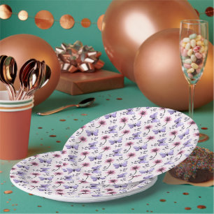 Spring Butterfly Floral Gift Paper Plate