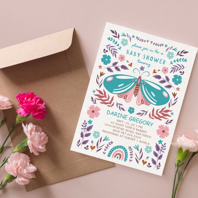 Spring Butterfly & Flowers Garden Baby Shower  Invitation (Creator Uploaded)