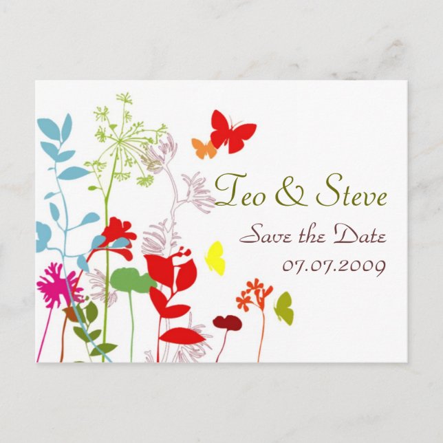 Spring Butterfly Weeding - Customised Announcement Postcard (Front)