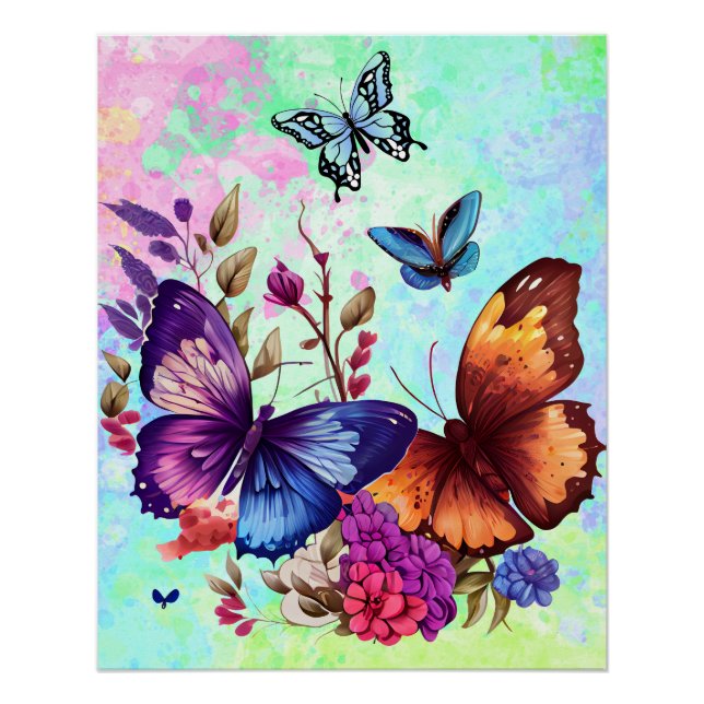 Spring Butterfly Wildflower Meadow Poster (Front)