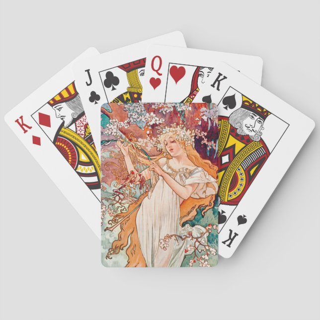 Spring by Alfons Mucha Playing Cards (Back)