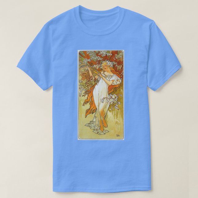 Spring by Alphonse Mucha T-Shirt (Design Front)