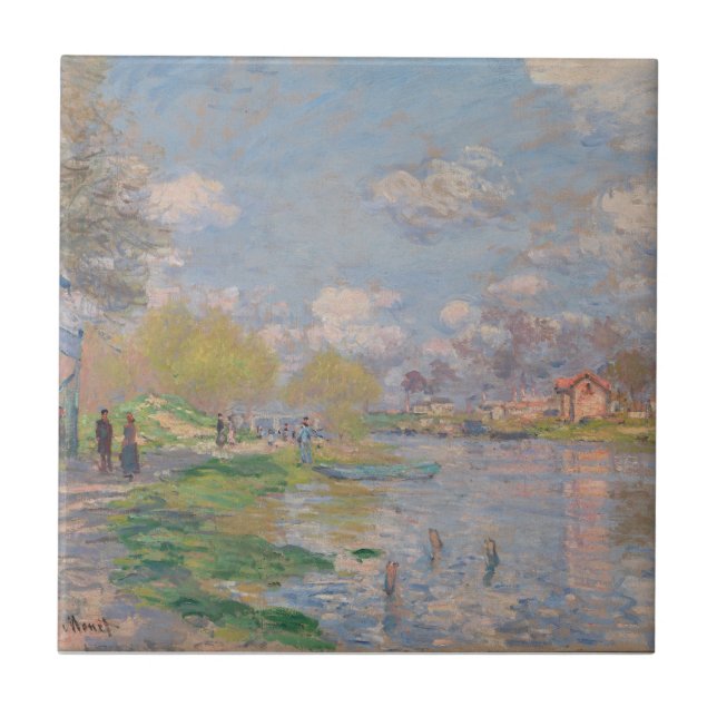 Spring by the Seine by Monet Impressionist Tile (Front)