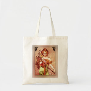 Spring c1900 Top Two Thirds by Alphonse Mucha Tote Bag