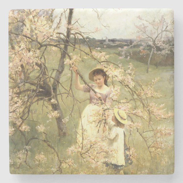 Spring, c.1880 stone coaster (Front)