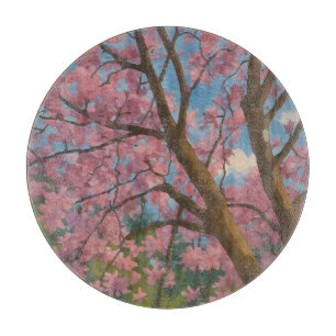 Spring Canopy – Blossom Tree & Blue Sky Painting Cutting Board