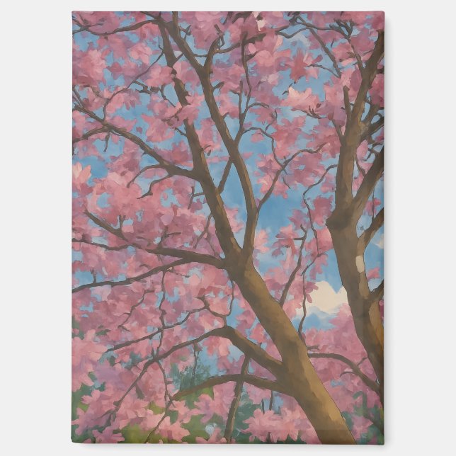 Spring Canopy – Blossom Tree & Blue Sky Painting Magnet (Front)