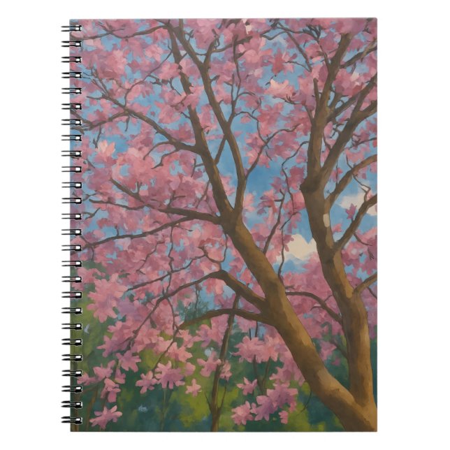 Spring Canopy – Blossom Tree & Blue Sky Painting Notebook (Front)