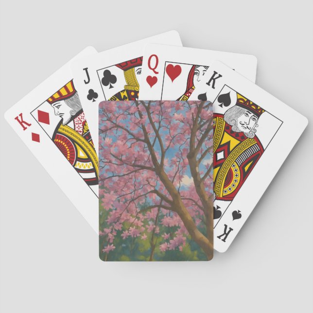 Spring Canopy – Blossom Tree & Blue Sky Painting Playing Cards (Back)