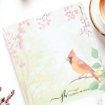 Spring Cardinal Watercolor Personalised Notepad<br><div class="desc">This personalised notepad features a vibrant red cardinal perched on a branch with delicate spring blossoms and a soft watercolor background. The elegant and nature-inspired design is perfect for bird lovers, wildlife enthusiasts, and those who appreciate artistic stationery. Customise the text at the bottom for a unique touch, making it...</div>