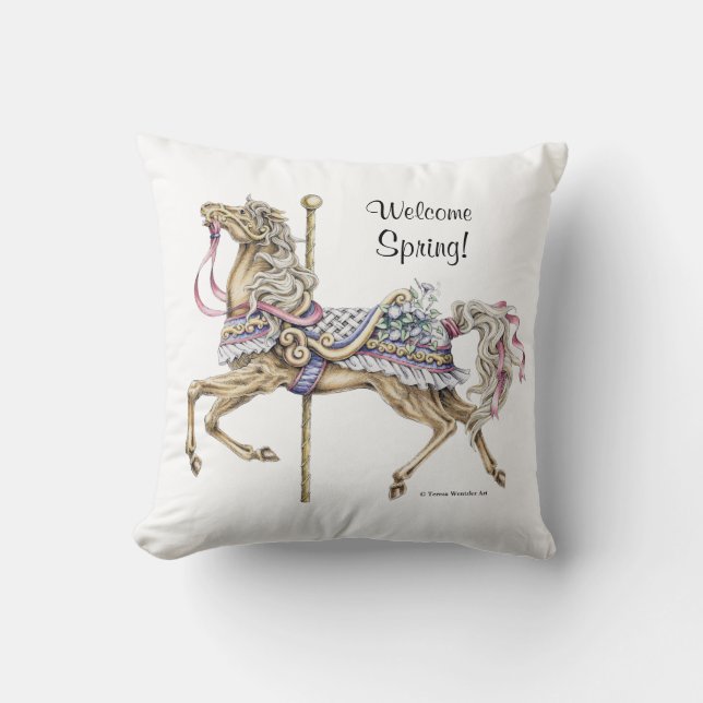 Spring Carousel Horse Pillow (Front)
