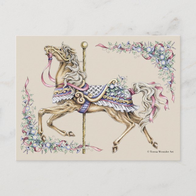 Spring Carousel Horse Post Card (Front)