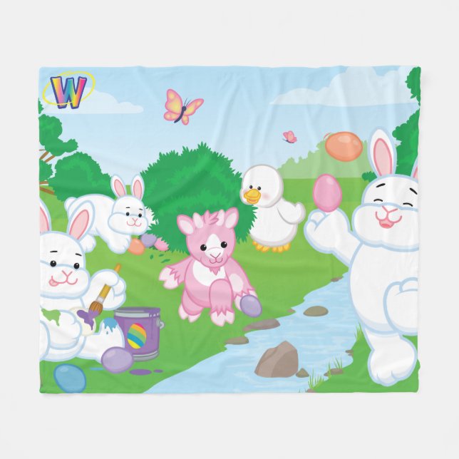 Spring Celebration Egg Hunt Fleece Blanket (Front (Horizontal))