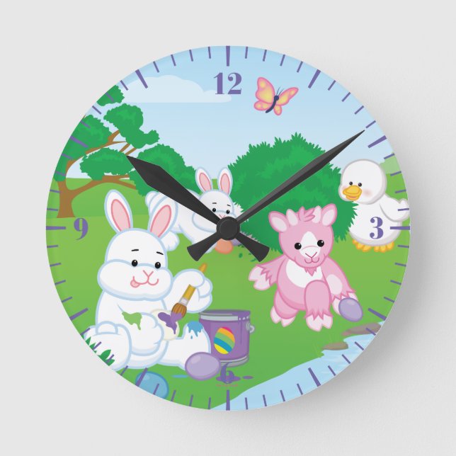 Spring Celebration Egg Hunt Round Clock (Front)