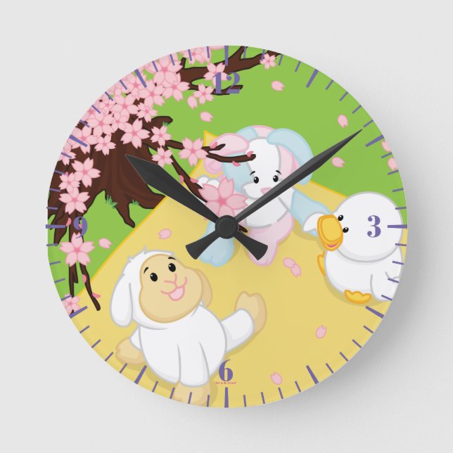 Spring Celebration Picnic Round Clock (Front)