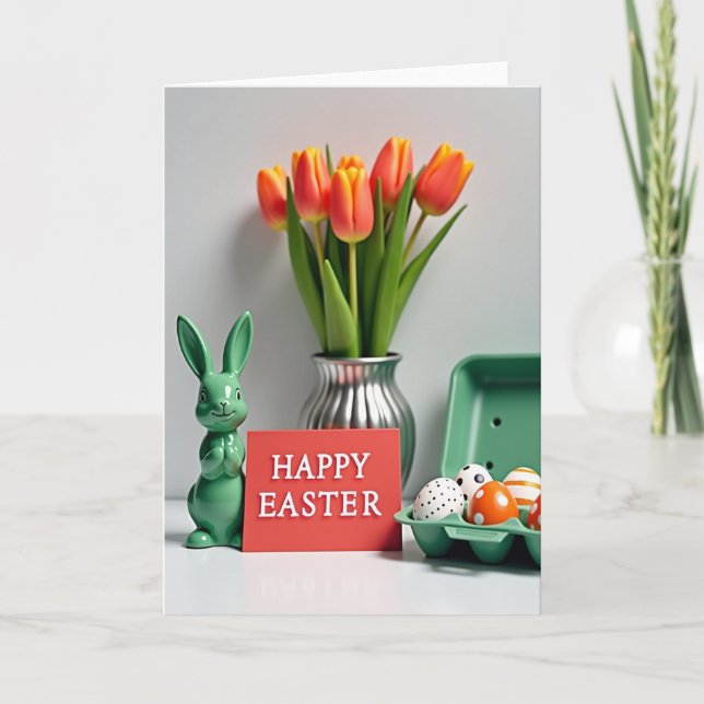 Spring Celebration Rabbit Egg Card (Front)