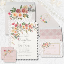 Spring Champagne Blush Floral Wedding Invitation