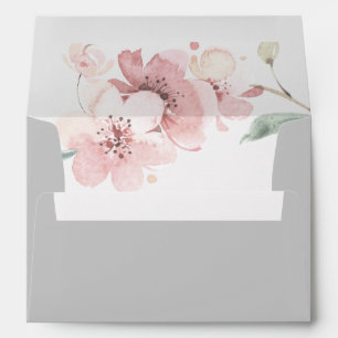 Spring Cherry Blossom Gray Wedding Invitation Envelope