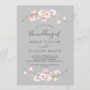 Spring Cherry Blossom   Grey The Wedding Of Invitation