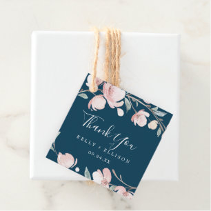 Spring Cherry Blossom Navy Thank You Favour Tags