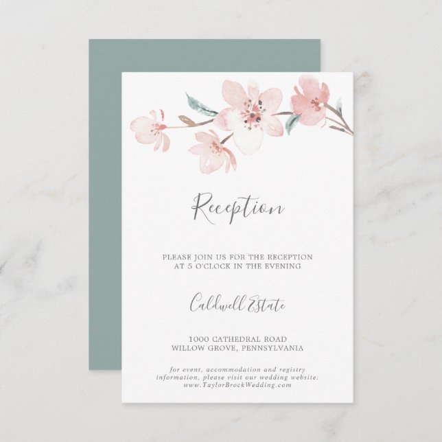 Spring Cherry Blossom Reception Insert Card (Front/Back)