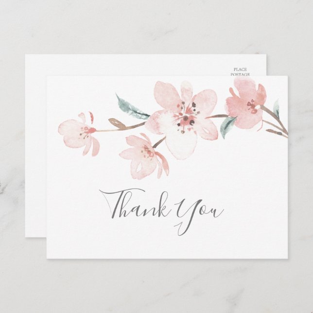 Spring Cherry Blossom Thank You Postcard (Front/Back)