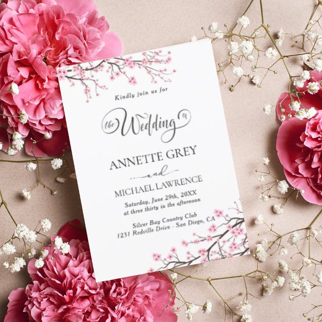 Spring Cherry Blossom Wedding Invitation (Creator Uploaded)