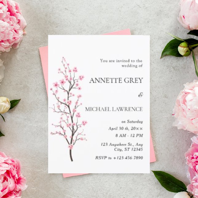 Spring Cherry Blossom Wedding Invitation (Creator Uploaded)