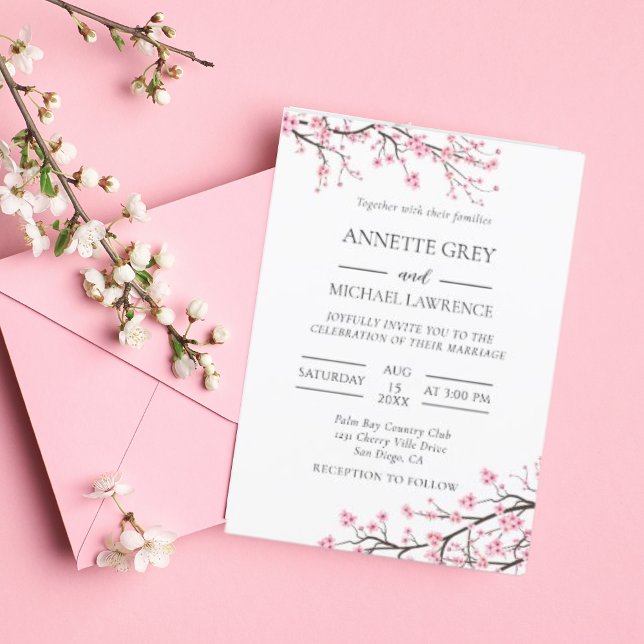 Spring Cherry Blossom Wedding Invitation (Creator Uploaded)