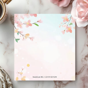 Spring Cherry Blossoms Branches Personalised Name Notepad