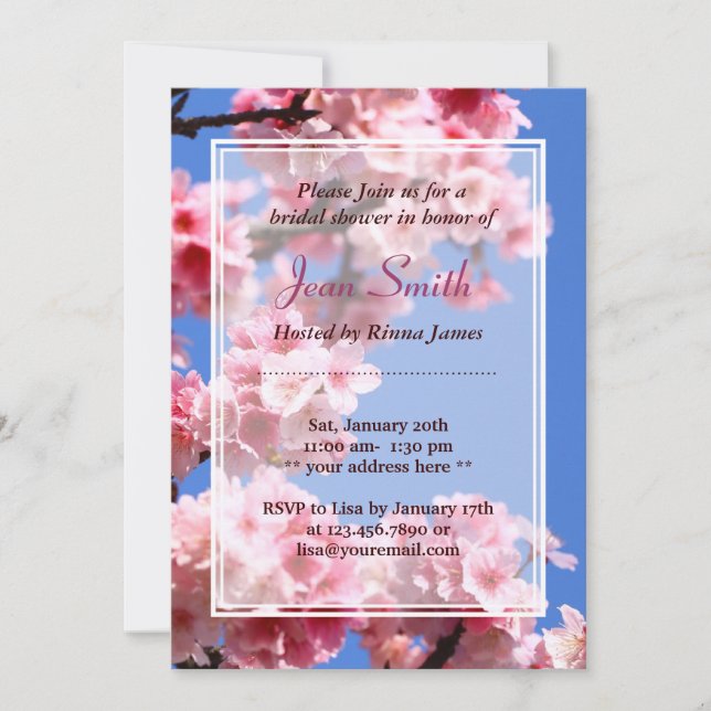 Spring Cherry Blossoms Bridal Shower Invitation (Front)