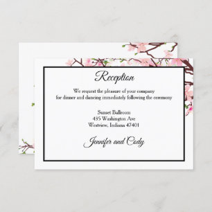 Spring Cherry Blossoms Pink Wedding Reception Enclosure Card