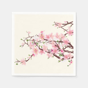 Spring Cherry Blossoms Wedding Cocktail Napkins