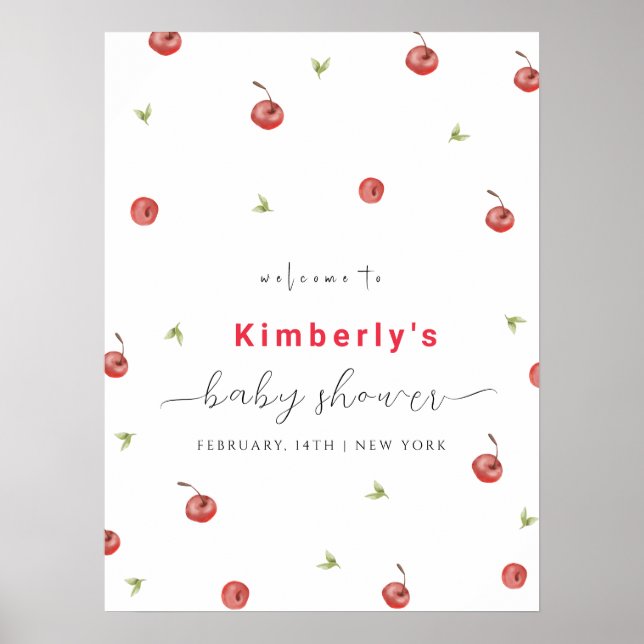 Spring Cherry Sweet Baby Shower Welcome Sign (Front)