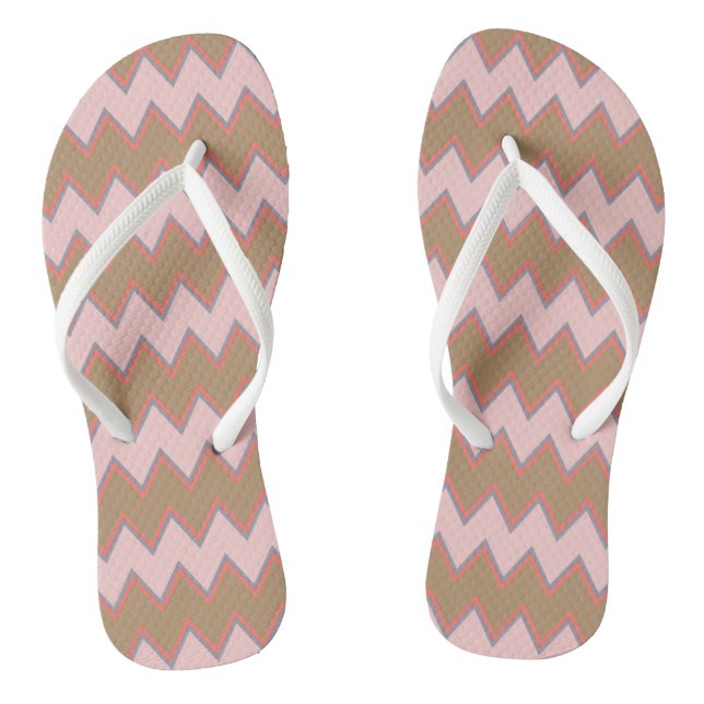 Spring Chevron in Brown, Pink and Peach Jandals (Footbed)
