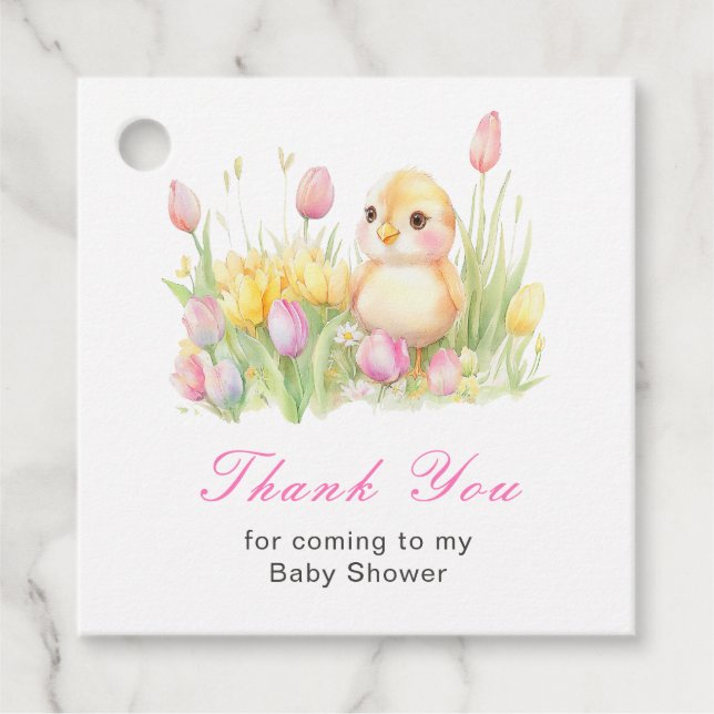 Spring Chick Baby Shower Favour Tags (Front)