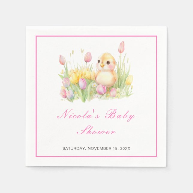 Spring Chick Baby Shower Napkin (Front)