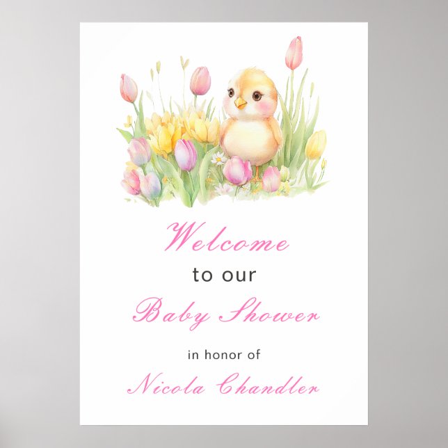 Spring Chick Baby Shower Poster (Front)