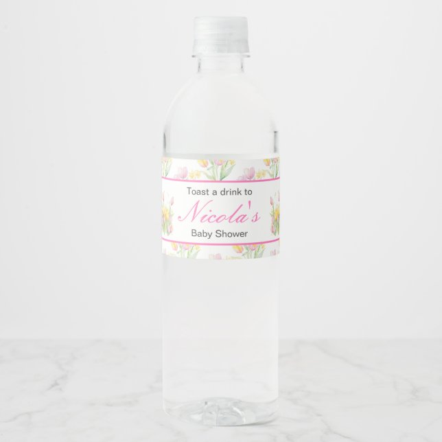Spring Chick Baby Shower Water Bottle Label (Front)
