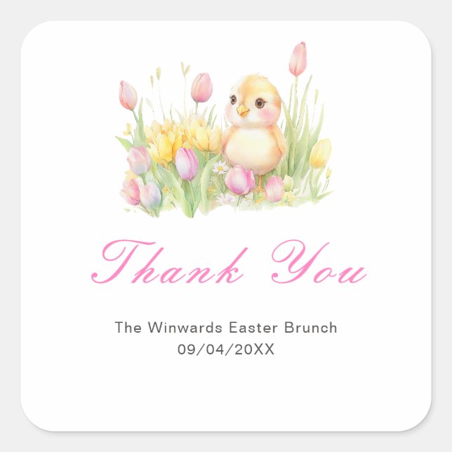 Spring Chick Easter Brunch Square Sticker (Front)