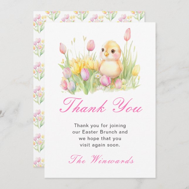 Spring Chick Easter Brunch Thank You Card (Front/Back)