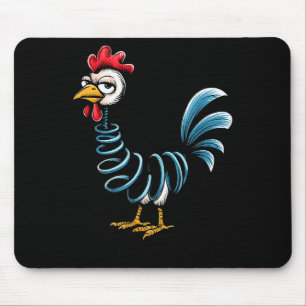 Spring Chicken Chicken On Go Stick Funny Chicken Mouse Pad
