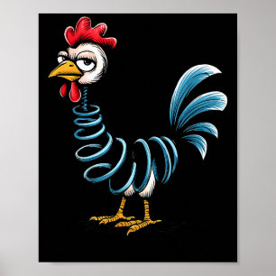 Spring Chicken Chicken On Go Stick Funny Chicken Poster