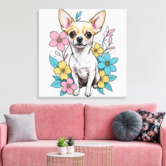 Spring Chihuahua Canvas Print (Insitu(LivingRoom))